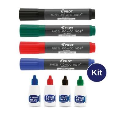Imagem de Kit Pincel Atômico 4 Cores 1100-P Recarregável Pilot + Tinta Permanent