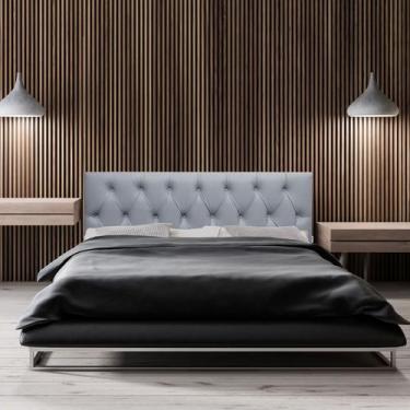 Imagem de Cabeceira Casal Luna  Cinza  140 X 60 Rbl, Tecido Sintético, MDF/Pinus