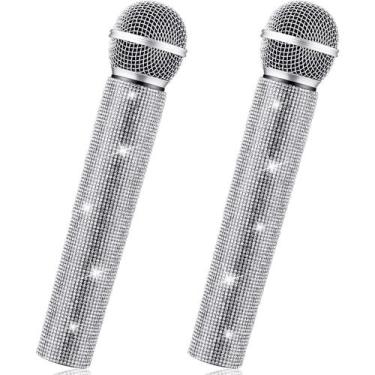Imagem de Microfone Prop Threan Fake Mic Bling Rhinestones, 2 unidades