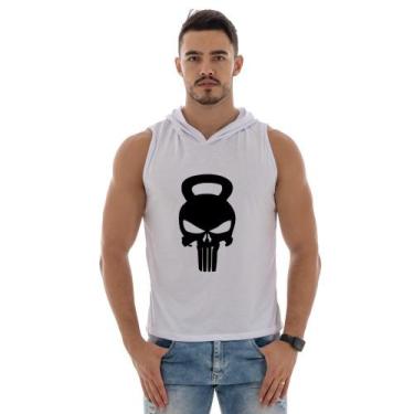 Imagem de Camiseta Regata Masculina Capuz Estilo Machão Estampada Caveira - DuMi