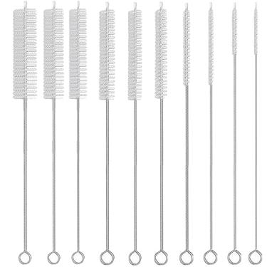 Imagem de Limpador de escova de palha, conjunto de pincéis de palha, pacote com 10, escova limpa com canudo para copo, copo com bico, garrafa de água e alimentadores de beija-flor (branco)