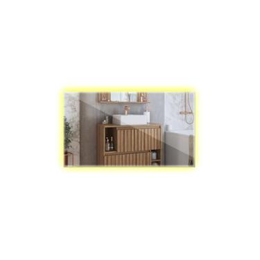 Imagem de Espelho Retangular Lapidado Led 100x50 Indireto Decorativo (Quente)