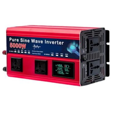 Imagem de 60V TO 220V,Inversor de onda senoidal pura de 2000 W DC 12 V 24 V 48 V 60 V 72 V para CA 110 V/220 V Conversor 5000 W (pico) com visor LCD 5 tomadas CA para emergência de viagem