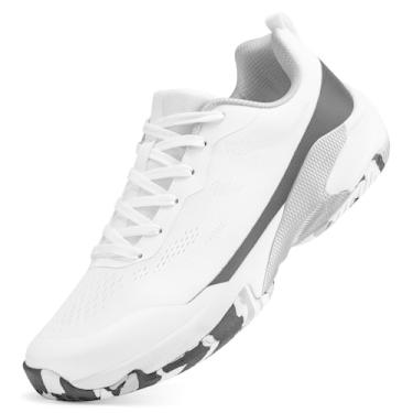 Imagem de TEOHRW Tênis masculino largo | Tênis esportivo All Court Pickleball Racquetball e Squash | Suporte de arco e entressola acolchoada, Branco, 11.5 Wide