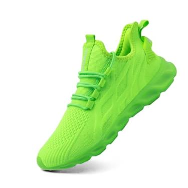 Imagem de EGMPDA Tênis de caminhada feminino, sem cadarço, tênis de corrida, casual, moderno, leve, para trabalho, viagem, academia, esportes, Verde brilhante, 35