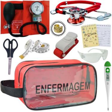 Imagem de Kit Academico Enfermagem Premium Preto Completo - Love Saude, VERMELHO