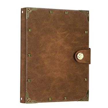 Imagem de SEEHAN Caderno A5 para fichário vintage com 200 páginas, caderno de anotações em branco de couro PU A5, diário de viagem para escrever desenho