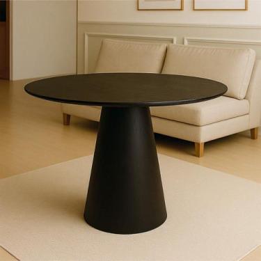 Imagem de Mesa de Jantar Redonda Cone Laminado em Madeira 90cm Cairo - Casa Uai