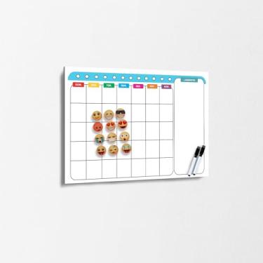Imagem de Planner Planejamento Semanal Mensal Quadro Organizador de Metal Grande - 2 Canetas e 12 Imãs