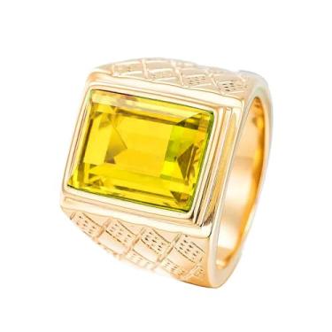 Imagem de Anel Masculino Grande Comendador Pedra Homem Amarelo Anatômico (27)