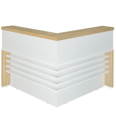 Imagem de Balcão Para Recepção Escritório Office Atria Executiva 147X147Cm A02 Carvalho Branco