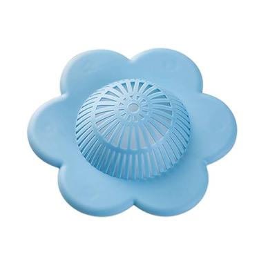 Imagem de Fafeicy Tampa de Drenagem do Filtro de Pia de PVC Com o Design de Malha de Copo de Sucção para a Prevenção do Filtro de Drenagem da Pia do Banheiro da Cozinha (BLUE)