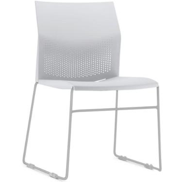 Imagem de Cadeira Empilhável Fixa Link F02 Base Aço Cinza Branco - Lyam Decor