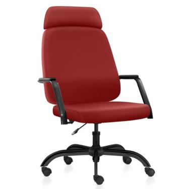 Imagem de Cadeira de Escritório Giratória Diretor com Apoio de Cabeça Hub F02 Sintético Vermelho - Lyam Decor