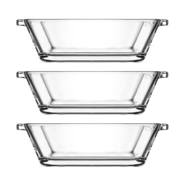 Imagem de Jogo 3 Petisqueiras Retangular Vidro Casual 110Ml Class Home