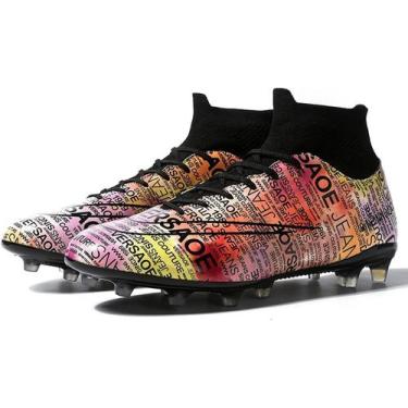 Imagem de Tênis de futebol masculinos de futebol com pontas longas, couro e borr