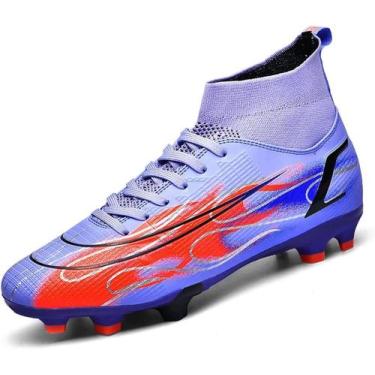 Imagem de Tênis de futebol masculinos de futebol com pontas longas, couro e borr