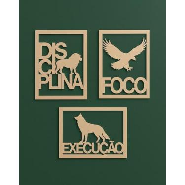 Imagem de Quadro Disciplina Foco Execução Decorativo Sala Escritório em Mdf Crú 