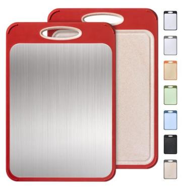 Imagem de Tábua de corte Socisen 2 em 1 de aço inoxidável com alça