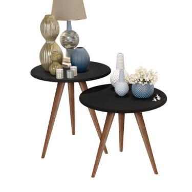 Imagem de Kit 2 Mesa Yumi Redonda 45cm Pé Palito 50cm E 60cm Tripé - Jthome, Pre