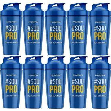 Imagem de Kit 10X Coqueteleira Alumínio Steel - 750ml Azul - Probiótica-Masculino