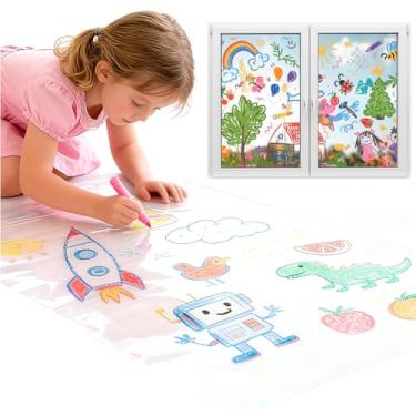 Imagem de Giant DIY Window Decal Kit -157x15.7Inches Extra Large Transparent Window Cling Stickers for Kids, Reusable Dry Erase Wall Decals for Windows, Fridge, Car Glass, Tile Walls Party Classroom