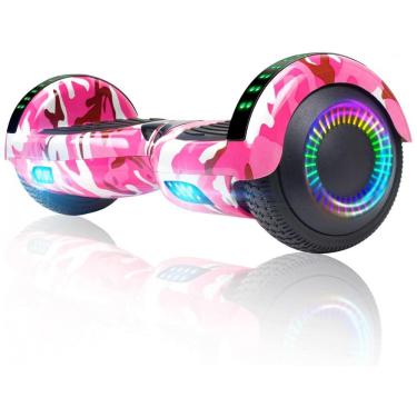 Imagem de Patinete Elétrico Auto Balanceante FLYINGANT 6,5" Vermelho A03 Camo Pink com Alto-falante e Luzes LED