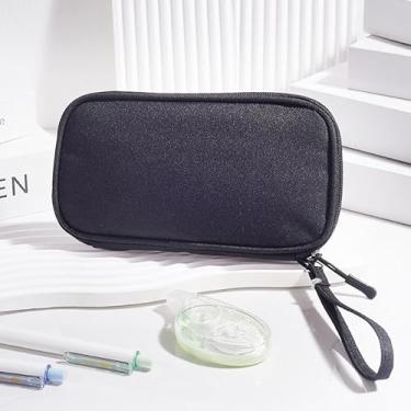 Imagem de Bolsas e estojos organizadores de cabos de viagem, bolsa de transporte de acessórios eletrônicos portátil, bolsa de armazenamento para cabo, carregador, telefone, fone de ouvido cartão SD - preto