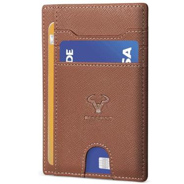 Imagem de Carteira fina, fina, minimalista, bolso frontal, porta-cartões para homens, 7 cartões, 8 x 11,4 cm, caixa de presente, Marrom claro 7361, one size, Minimalista