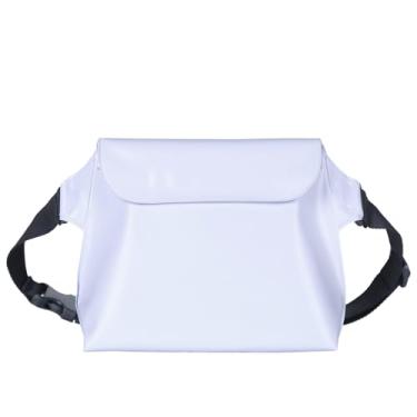 Imagem de Mochila IPX8 à prova d'água de grande capacidade tridimensional para natação na praia ao ar livre, Branco, 200mm x 170mm x 80mm, Bolsa de cintura à prova d'água