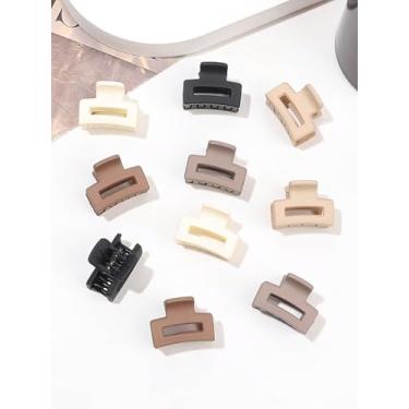 Imagem de 10 peças de grampos de cabelo pequenos para mulheres - Prendedores de mandíbula quadrados antiderrapantes duráveis para cabelo grosso fino médio fino, acessórios de cabelo pequenos e fofos para