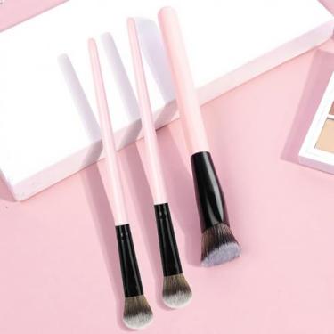 Imagem de Conjunto de 3 pincéis de maquiagem rosa e preto, kit de pincéis profissionais para o rosto, corretivo de base, pó para mulheres, aplicação de beleza, uso diário