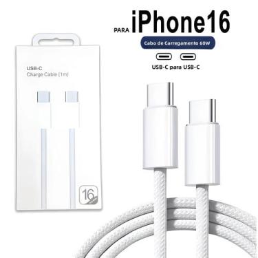 Imagem de Cabo Carregador Rápido USB-C Para Apple iPhone 16 pro Max 16 pro 16 pl