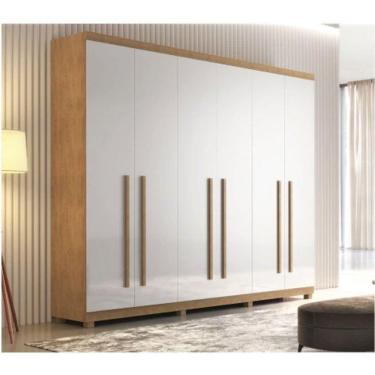 Imagem de Guarda Roupa Rufato 6 Portas 4 Gavetas Bahia Com Pés Imbuia/off/imbu