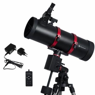 Imagem de Telescópio Refletor Uranum 160/800mm Com Montagem Equatorial Alemã Motor 4 Tempos Base Motorizada Alta Precisão