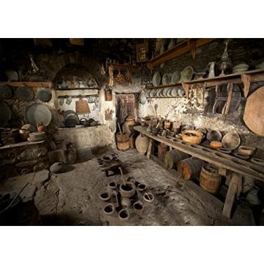Imagem de BELECO Pano de fundo rústico rústico de 2,1 x 1,5 m de casa de fazenda rural, decoração interior, cerâmica, utensílio de cozinha, pano de fundo, tema de campo, festa, igreja, evento, retrato