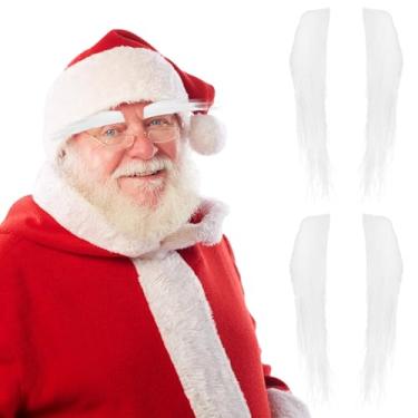 Imagem de TOYANDONA Sobrancelhas de Papai Noel - 2 pares de sobrancelhas falsas de Papai Noel autoadesivas de pelúcia branca para festa de Natal, cosplay, acessórios de acessórios