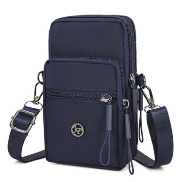 Imagem de Pequena bolsa tiracolo para telefone feminina mini bolsa transversal para celular bolsa de ombro mini carteira com alça de ombro, Azul escuro, Simplicidade