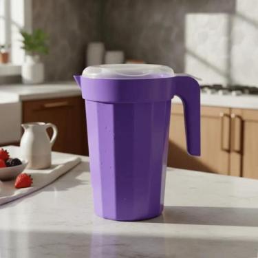 Imagem de Jarra 2L Plástica Tampa Transparente Ideal Para Cozinha e Geladeira - 