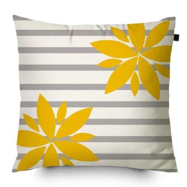 Imagem de Capa de Almofada Algodão Estampada Cecile 40x40cm Cinza - Ecaza