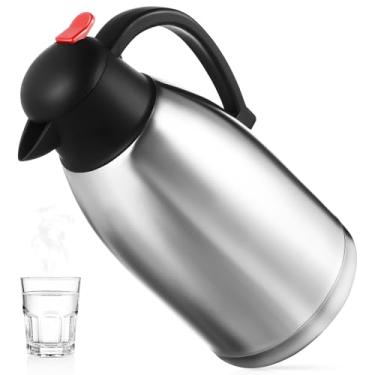 Imagem de Vacuum Insulated Thermal Coffee Jug 2L Stainless Steel Carafe with Lid Non-Spill Design for Hot Beverages for Home and Office Use