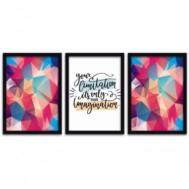 Imagem de Kit Quadros 3 Pçs Mdf 30X40 Forma Frases 2 Moldura Preta
