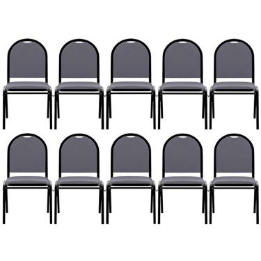 Imagem de Kit 10 Cadeiras Hoteleiras Auditório Empilhável Sintético M23 Cinza - Mpozenato