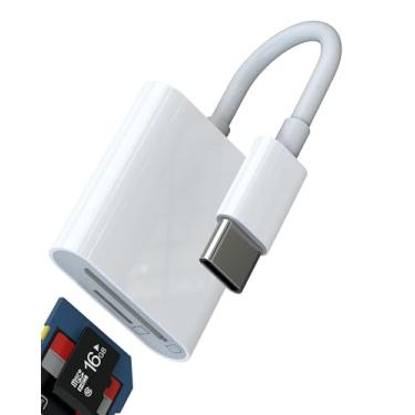 Imagem de Leitor de cartão SD USB C 2 em 1 para iPhone 16 15 Pro, leitor de cartão micro SD, memória TF para Apple, para iPad, MacBook, Android, câmera, tablet, Thunderbolt tipo C, cabo compatível com Samsung