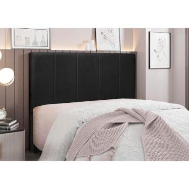Imagem de Cabeceira Cama Box King 195 cm Arizona Veludo Preto S04 - D'Rossi - DR