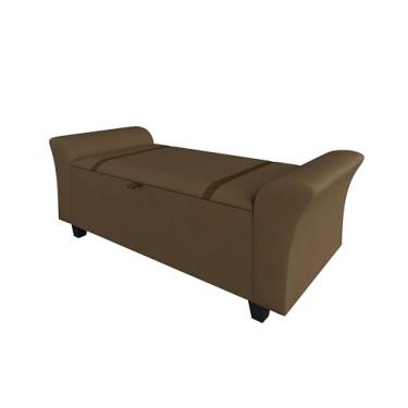 Imagem de Recamier Baú Banco 120cm Moderno Cama Solteiro/casal Premium Sapateira Estofado Organizador Design Elegante E Sofisticado (Marrom)