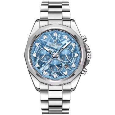 Imagem de Relógio De Aço Inoxidável Masculino Com Cronógrafo à Prova D´agua Prata Azul