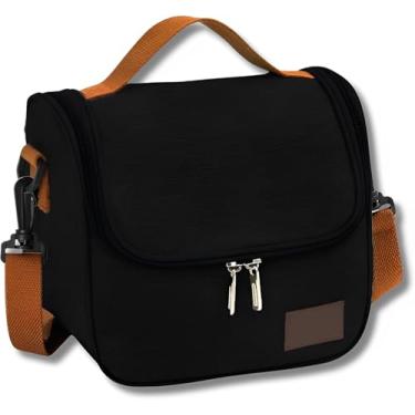 Imagem de Bolsa Térmica Com Alça Transversal Compacta Resistente À Água Conservação Térmica Para Marmitas Lanches E Bebidas Traballh Academia Escola (PRETA)
