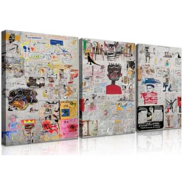 Imagem de EGMAVQZY 3 peças de arte de parede em tela de grafite moderna estética de rua decoração de parede pinturas de grafite abstratas impressões de imagens para ninho masculino sala de estar casa pronto