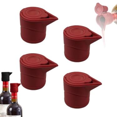 Imagem de Rolha de garrafa de vinho de silicone, rolhas de garrafa de vinho para garrafas de vidro, selante de garrafa de bebida, tampa de garrafa de champanhe de cerveja reutilizável (vermelho-4 unidades)